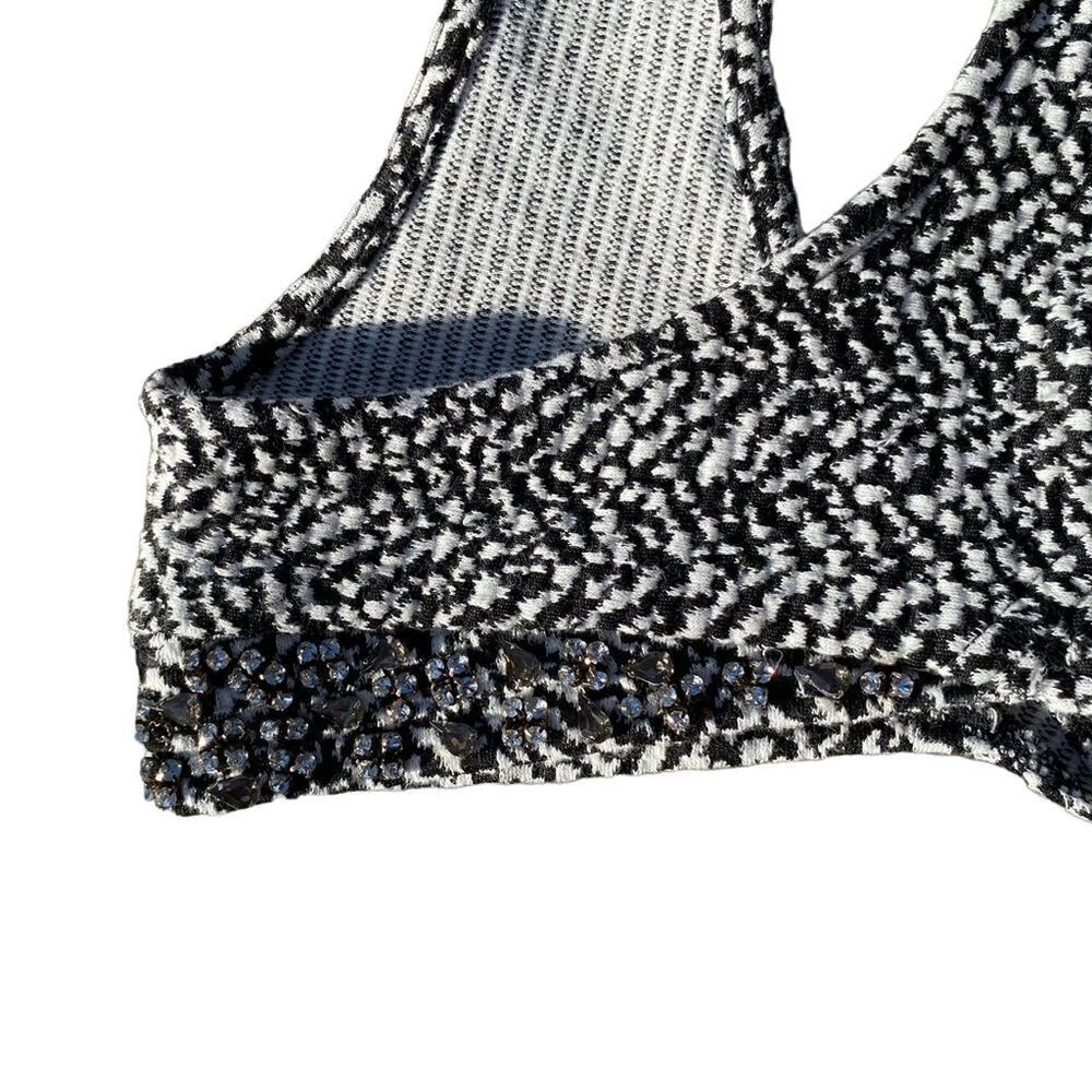 Free People Women's Fit & Flare Short Dress in Black and White Pattern - Picture 9 of 12